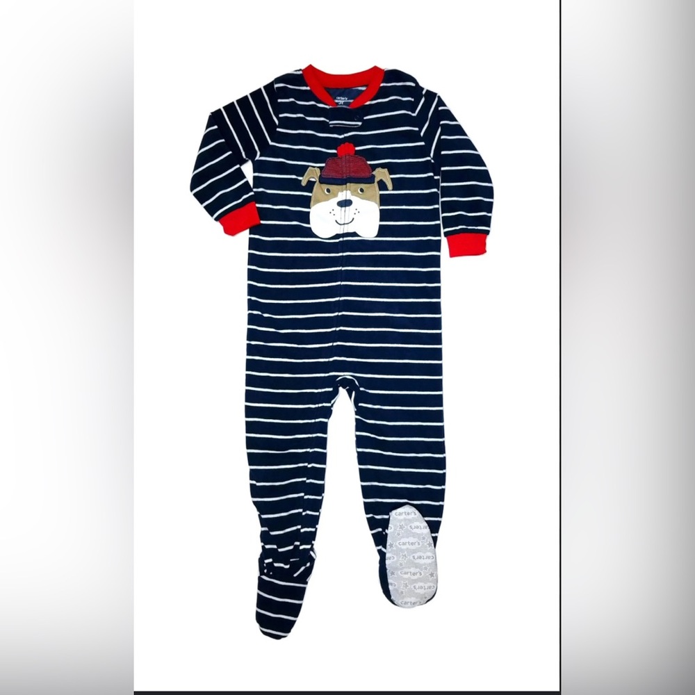 Carter's Blue and Red Striped Footed Pajamas